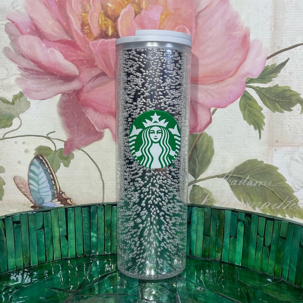 Bew Starbucks White Silver Bubbles Sprite Water Bottle Tumbler - Picture 1 of 3
